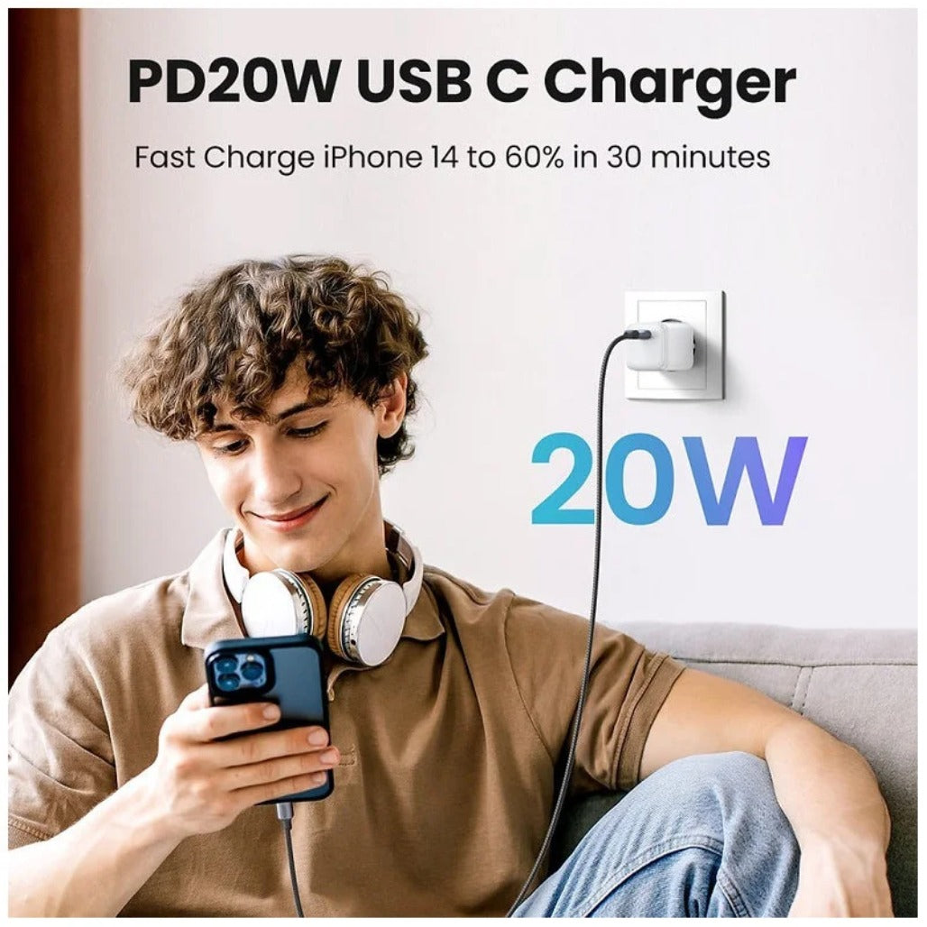A Photo Of Ugreen 20W GaN Tech Chip - Smart & Fast Charger for Phones, Tablets, iPads