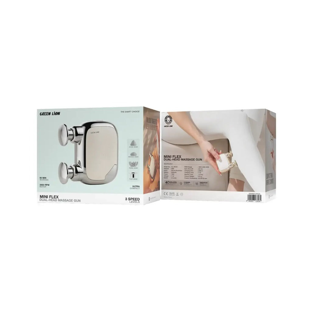 A Photo Of Green Lion Mini Flex Dual-Head Massage Gun - Silver