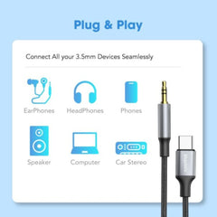 A Photo Of Blupebble USB-C to 3.5mm Male Cable - 1m