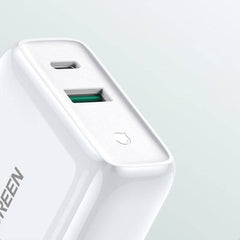 A Photo Of Ugreen 38W Dual-Port USB-C + USB-A Fast Charger – Smart Wall Charger (EU Plug)