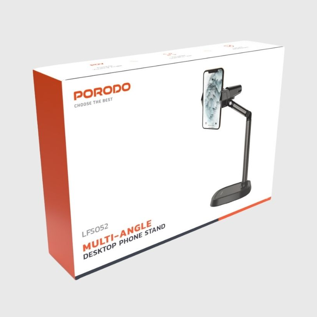 A Photo Of Porodo Telescopic Desktop Lazy Bracket - PD-LFST052-BK