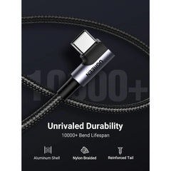 A Photo Of Ugreen 50942 Angled USB-C Male To USB2.0 A Male 3A Data Cable Black 2M