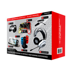A Photo Of Bionik Pro Kit+ Gaming Accessory Bundle for Nintendo Switch OLED – Headset, NeoGlow Controller, Charger, Grips, Screen Protectors & More