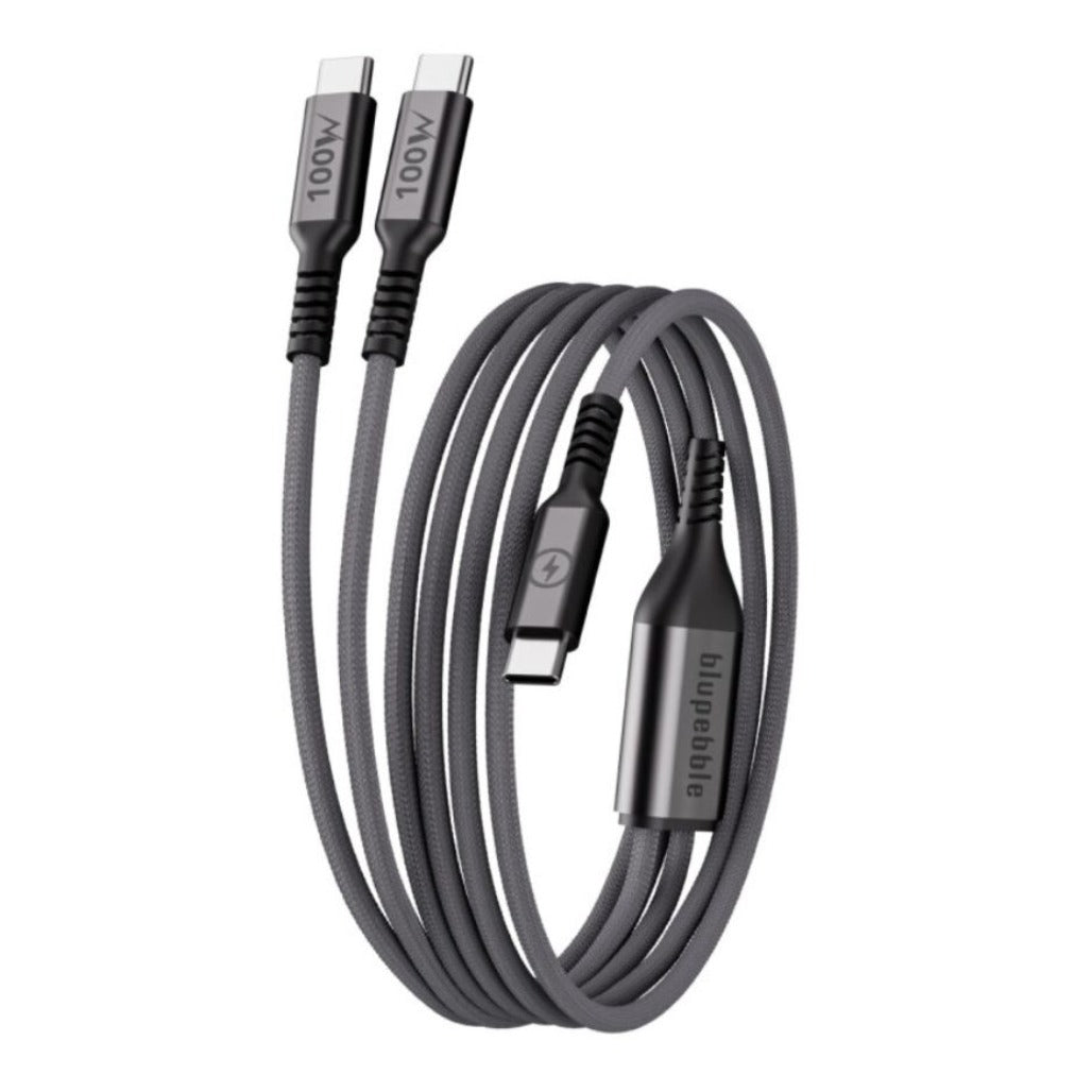 A Photo Of Blupebble PowerFlow 3in1 PD 100W USB-C to USB-C - BP-PFUSBC1.2M100W-BK-SD26-J