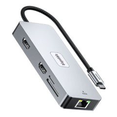 A Photo Of Blupebble C10 Multi Hub 4K | Ultra HD - 10 in 1 Aluminum USB-C Hub - BP-C10USBCHUB10IN1-GY-SD26-J