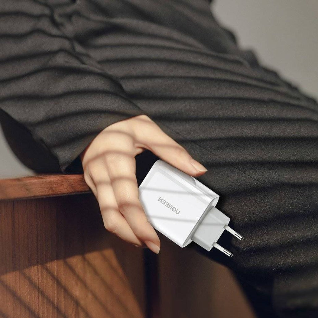 A Photo Of Ugreen 38W Dual-Port USB-C + USB-A Fast Charger – Smart Wall Charger (EU Plug)