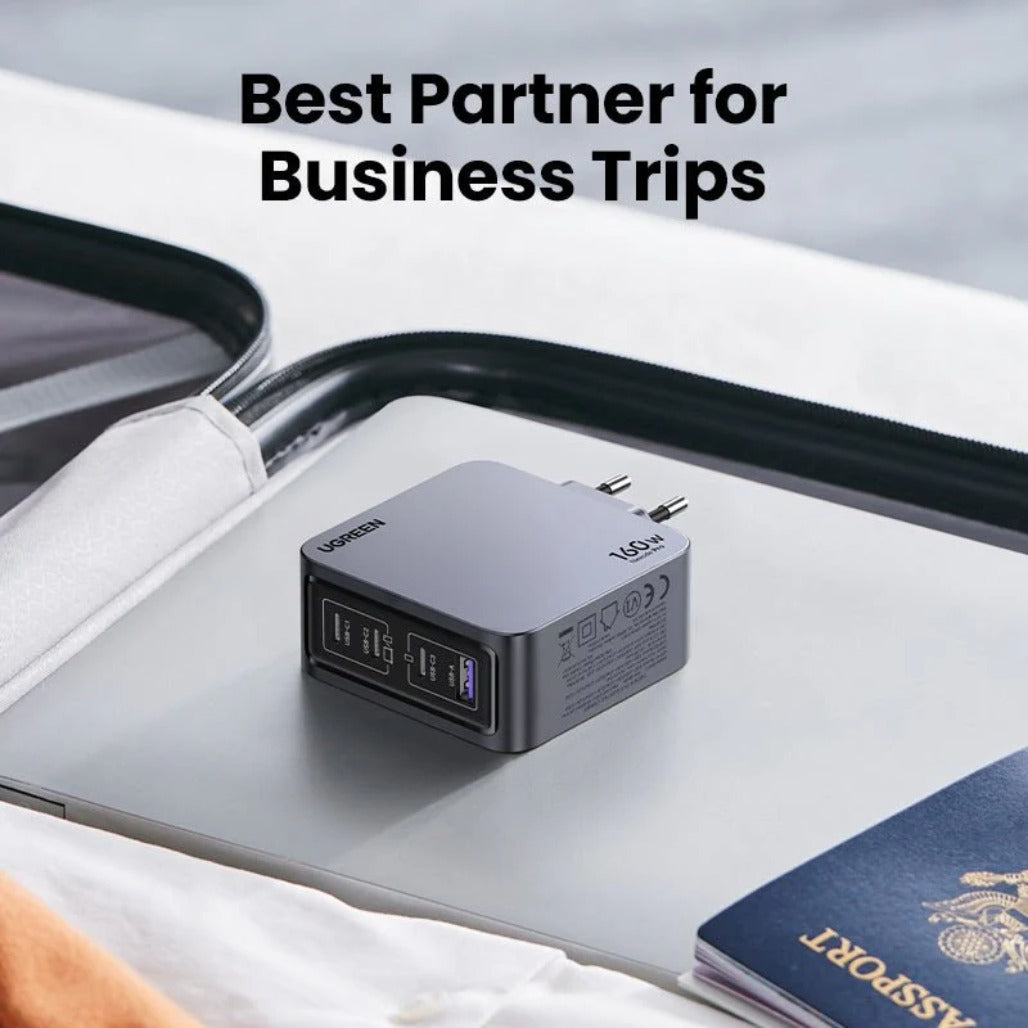A Photo Of Ugreen Nexode Pro 160W GaN Mini Fast Charger - 4-Port USB-C & USB-A Power Adapter