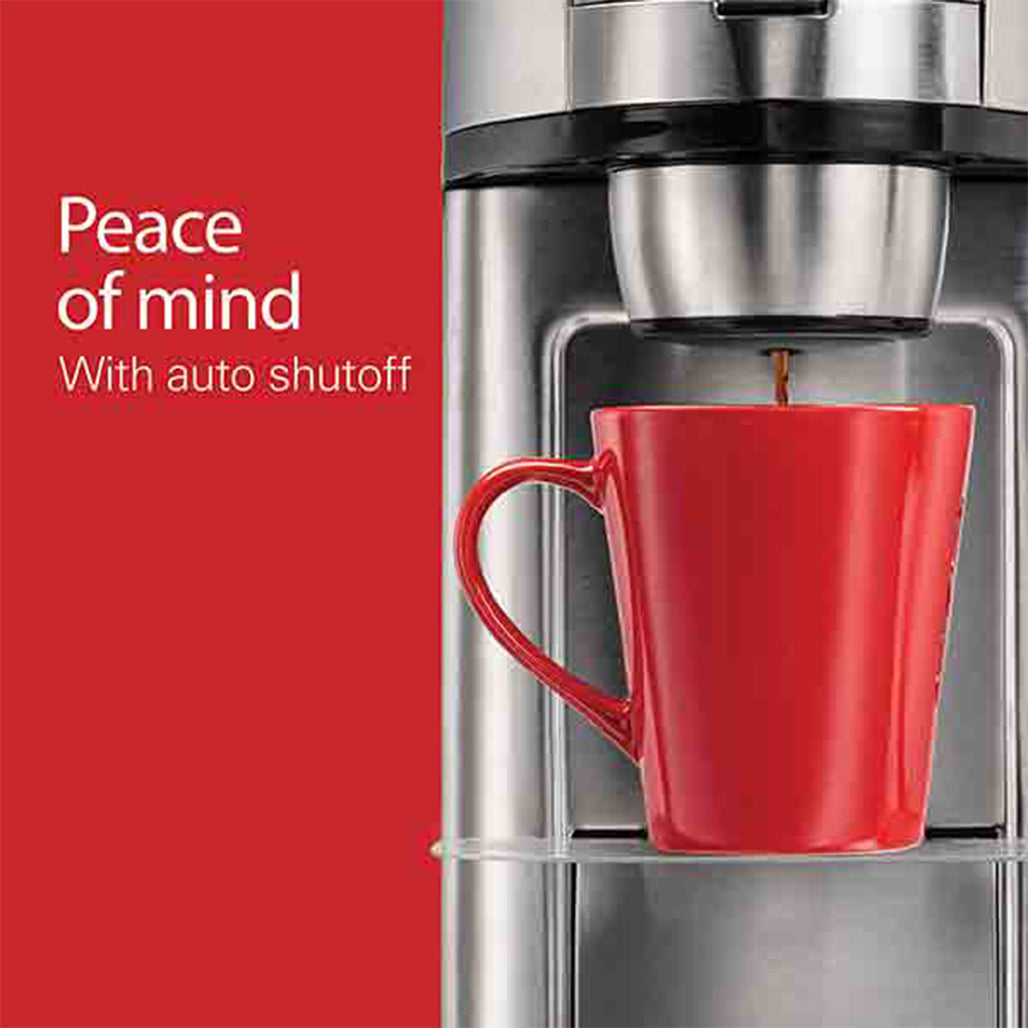 A Photo Of Hamilton Beach Single Serve Coffee Maker 410ml – Pod-Free Coffee Machine with Built-In Scoop Filter ; Auto Shutoff