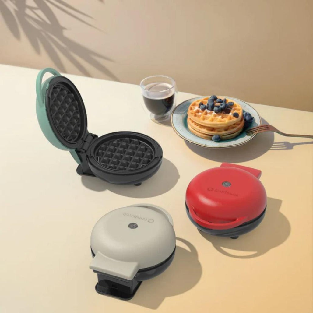A Photo Of Nutricook Mini Waffle Maker 350-400W, Healthy Ceramic Coating, Quick Heat - Beige - NC-WM100BG