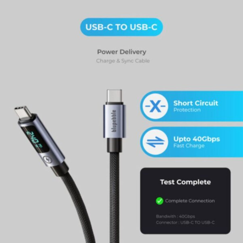 A Photo Of Blupebble PowerFlow 2 PD 240W USB-C to USB-C - 1.2m