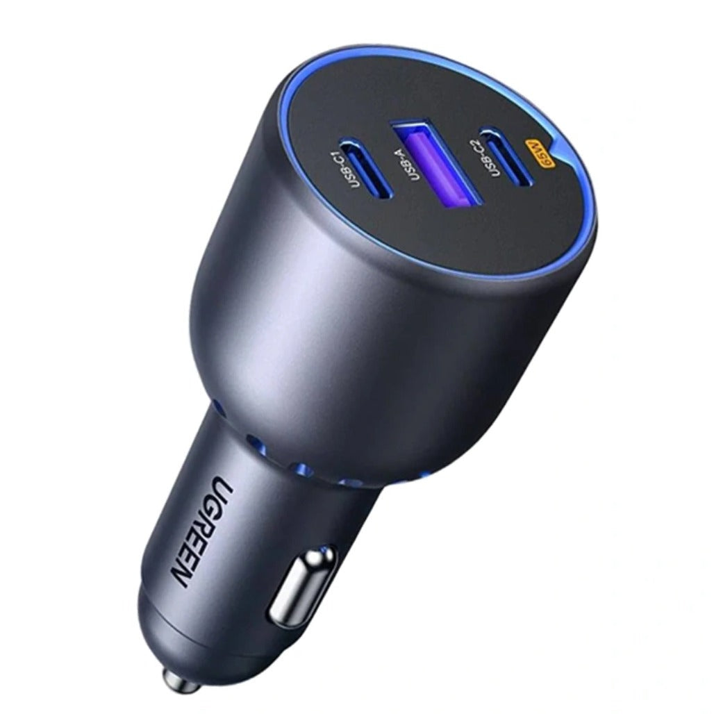 A Photo Of Ugreen 75W Dual Type-C 1x USB Ports Metal Car Charger - 35024