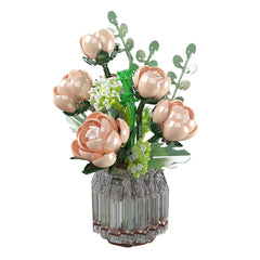A Photo Of Mould King White Rose Flower Bouquet Building Toy Set - 981 Pieces - 24109