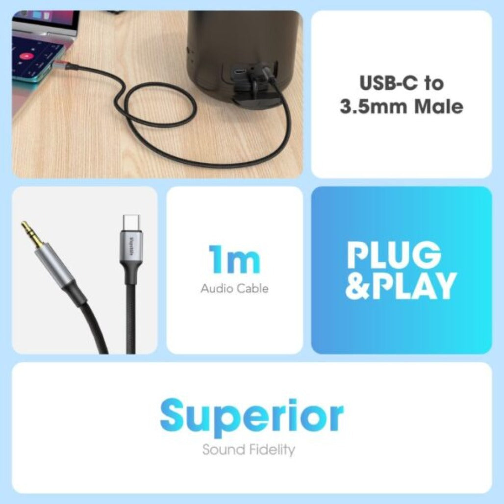 A Photo Of Blupebble USB-C to 3.5mm Male Cable - 1m