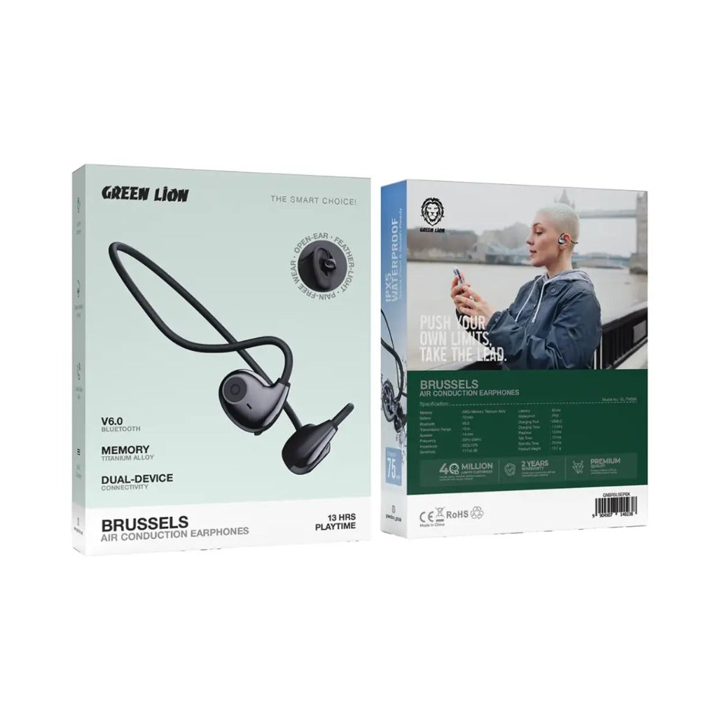 A Photo Of Green Lion Brussels Air Conduction Earphones - Black