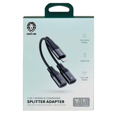 A Photo Of Green Lion 2-in-1 Audio & Charge Lightning Adapter - Male Lightning to Female Lightning