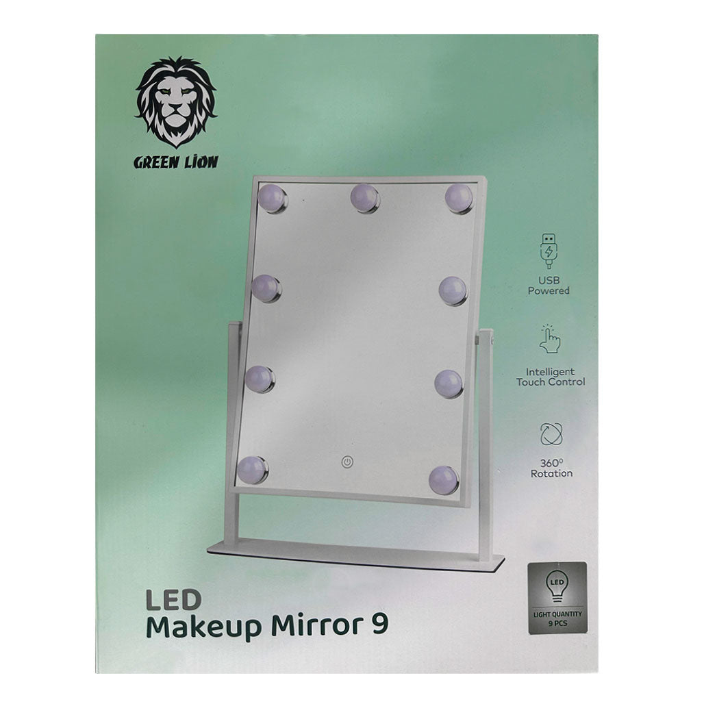 A Photo Of Green Lion GNBR9LEDMIRWH Brightening 9 Led Makeup Mirror - White
