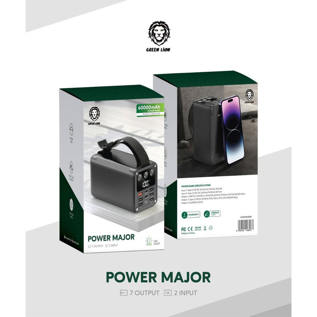 A Photo Of Green Lion Major Powerbank 60000mAh