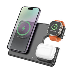 A Photo Of Hoco Flash CQ1 Wireless Charging 3-in-1 Foldable Desktop Stand for Apple Devices
