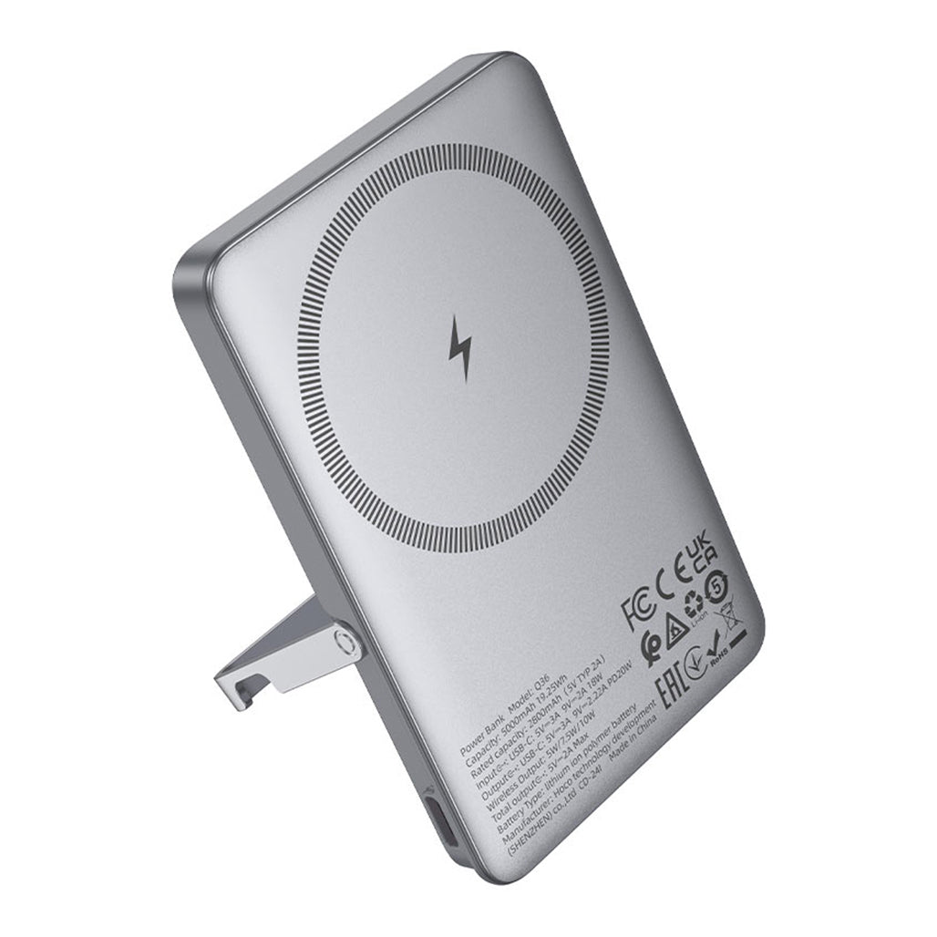 A Photo Of Hoco Q36 Sunlight 5000mAh Magnetic Wireless Power Bank – 20W PD Fast Charging with Foldable Stand