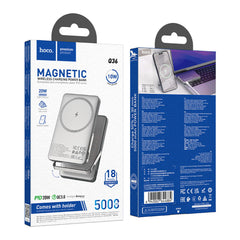 A Photo Of Hoco Q36 Sunlight 5000mAh Magnetic Wireless Power Bank – 20W PD Fast Charging with Foldable Stand