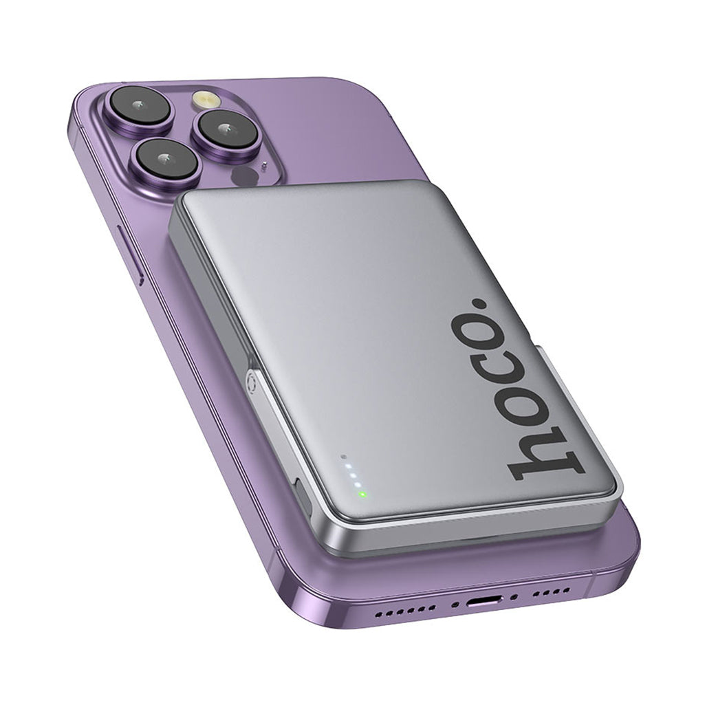 A Photo Of Hoco Q36 Sunlight 5000mAh Magnetic Wireless Power Bank – 20W PD Fast Charging with Foldable Stand