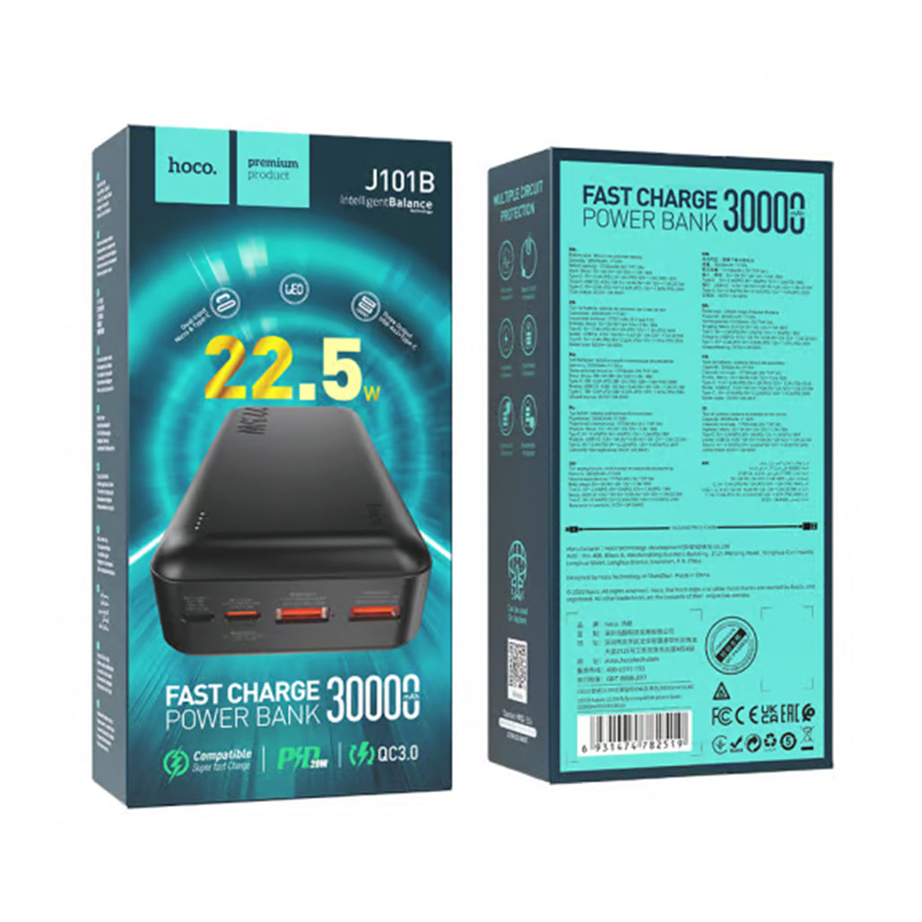 A Photo Of Hoco J101B Astute 22.5W 30000mAh Power Bank – Black