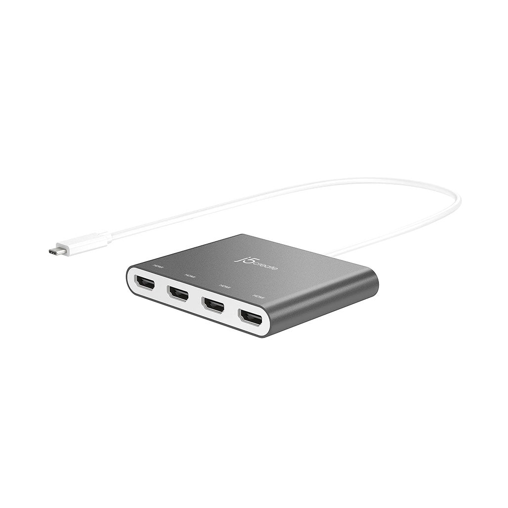 A Photo Of J5Create USB-C to 4-Port HDMI™ Multi-Monitor Adapter JCA366 - 4K Display Expansion for MacBook® and PC