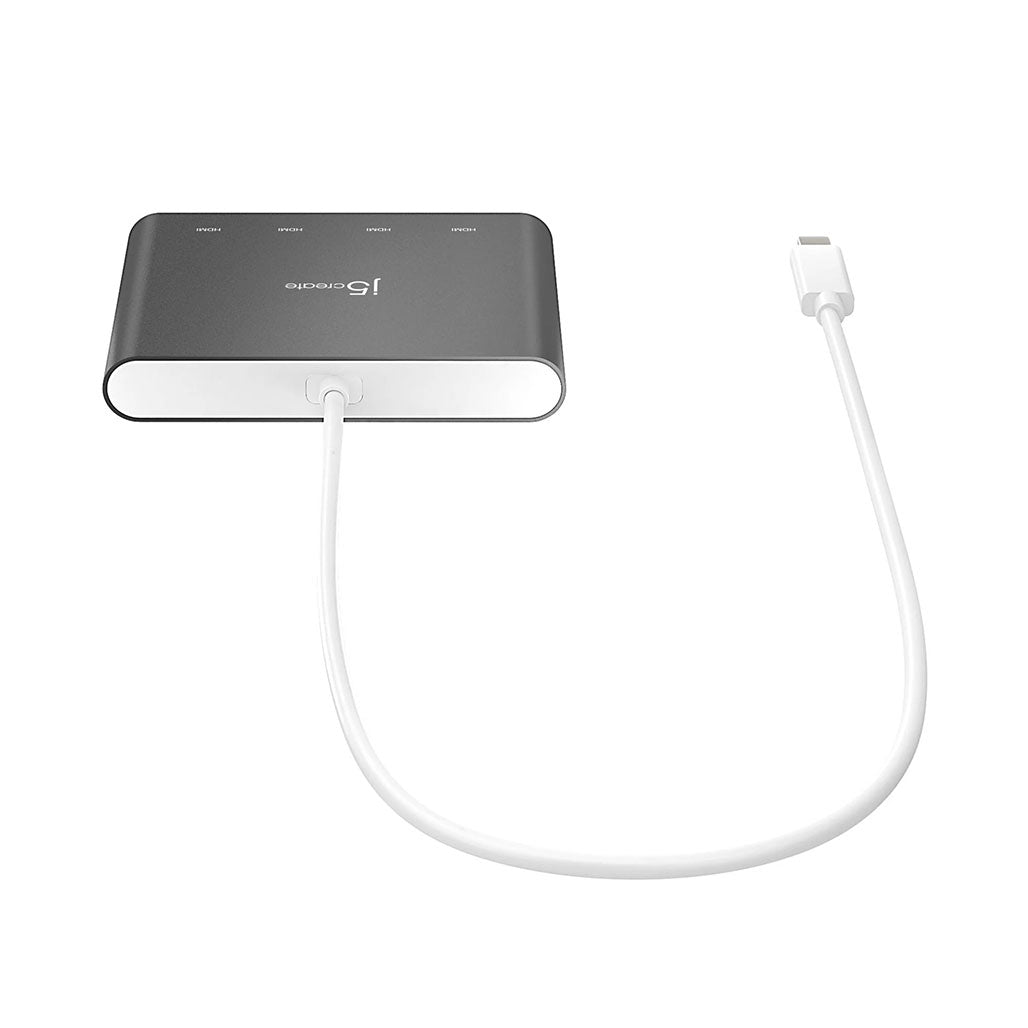 A Photo Of J5Create USB-C to 4-Port HDMI™ Multi-Monitor Adapter JCA366 - 4K Display Expansion for MacBook® and PC