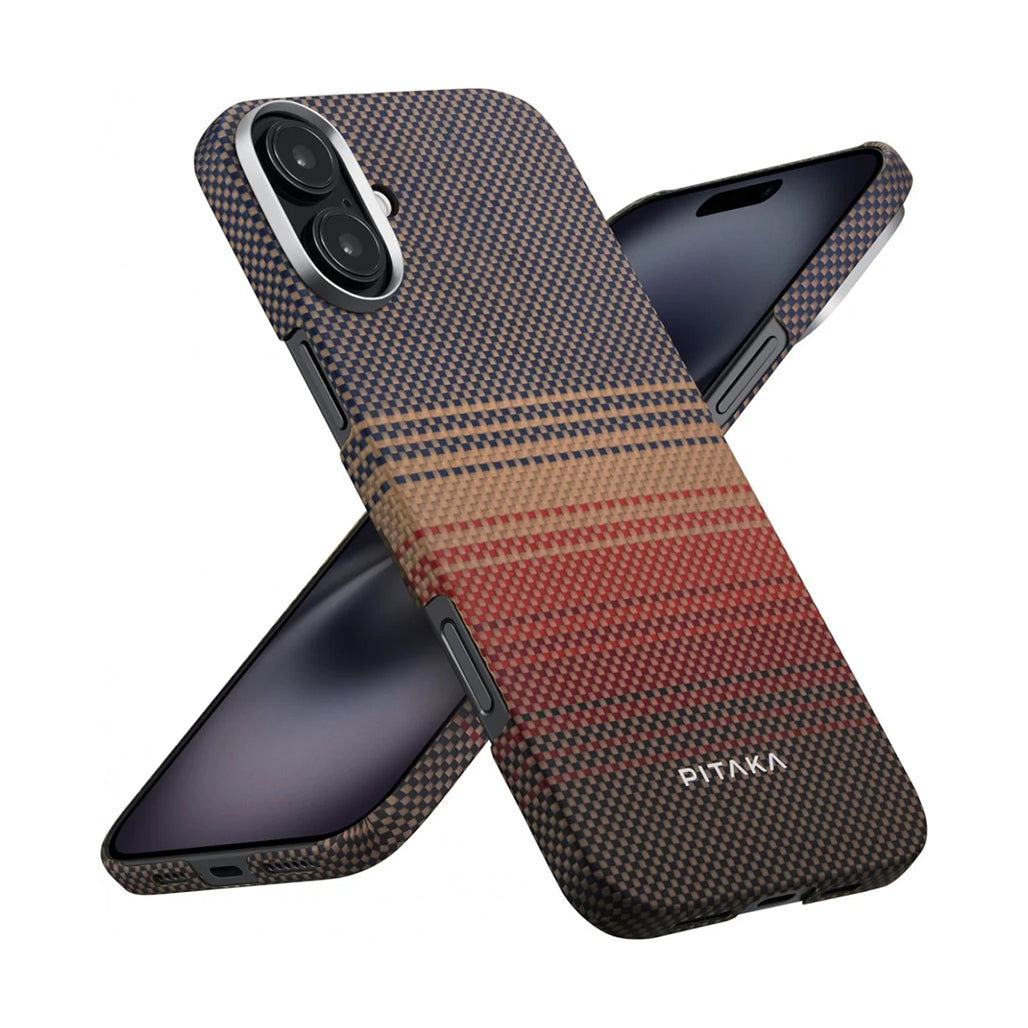 A Photo Of Pitaka Sunset Moonrise Tactile Woven Case for iPhone 16 | Slim & MagSafe Compatible