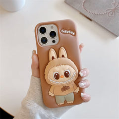 A Photo Of Labubu Shockproof Silicone Case with Stand for iPhone 16 Pro