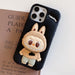 A Small Photo Of Labubu Shockproof Silicone Case with Stand for iPhone 16 Pro's Color Variant