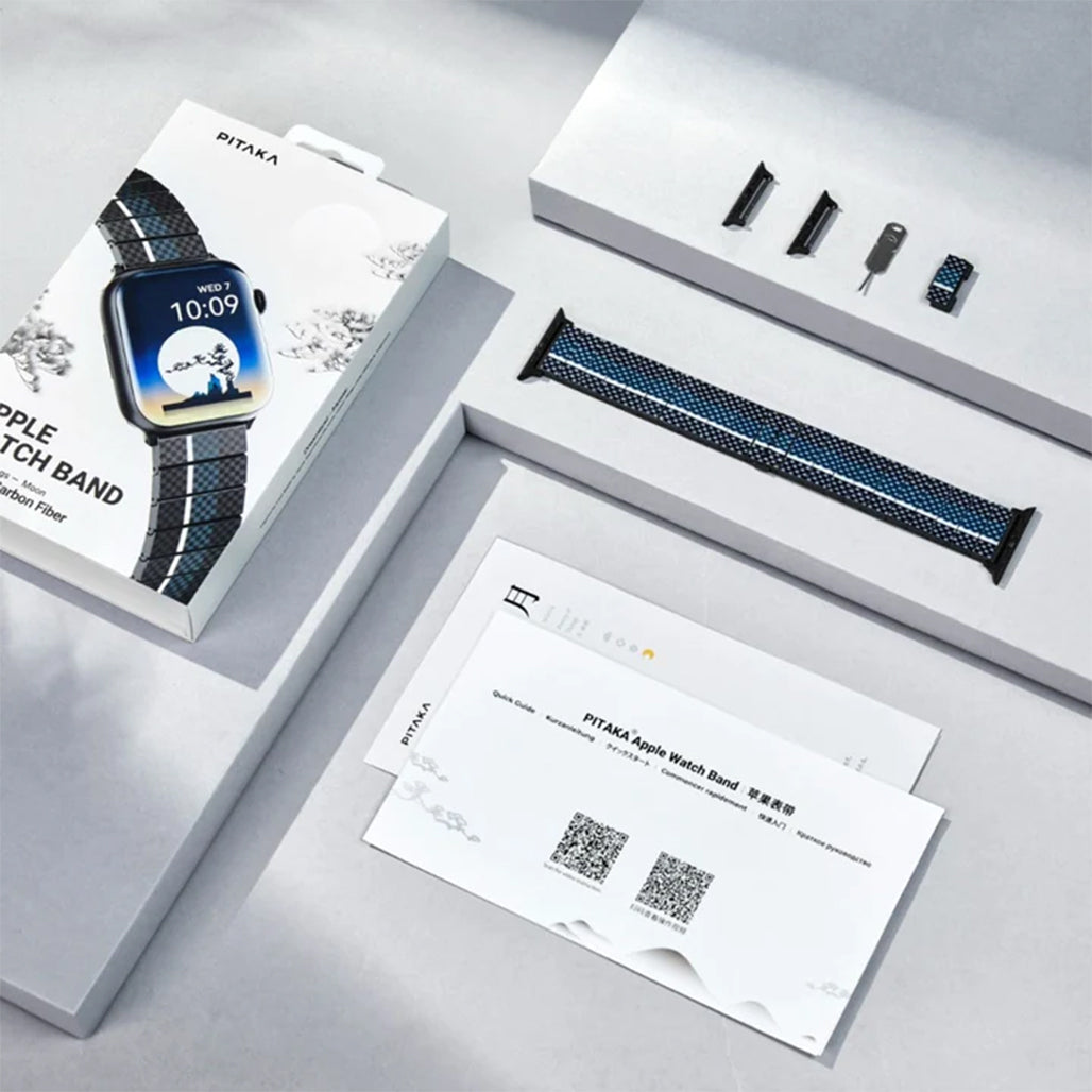 A Photo Of Pitaka Poetry of Things - Moon Aramid Carbon Fiber Watch Band For Apple Watch | 40mm-41mm-42mm-44mm-45mm-49mm