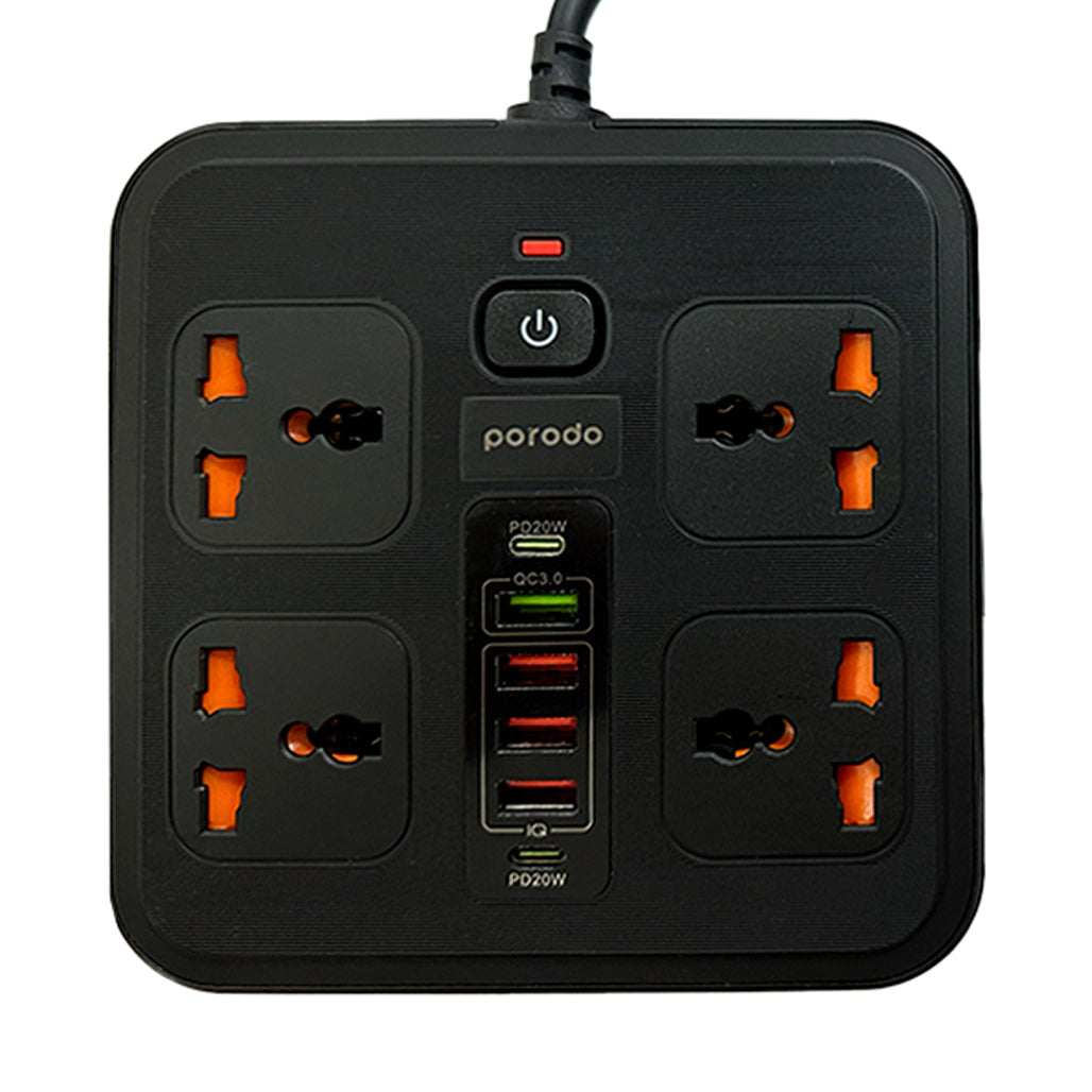 A Photo Of Porodo Multi-Port Super Hub 2 USB-C / 4 USB-A Universal AC Sockets