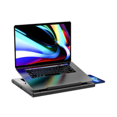 A Photo Of Powerology Multi-Functional Pro Hub Laptop Stand with 100W PD, 4K HDMI, Wireless Charger & Adjustable Angles