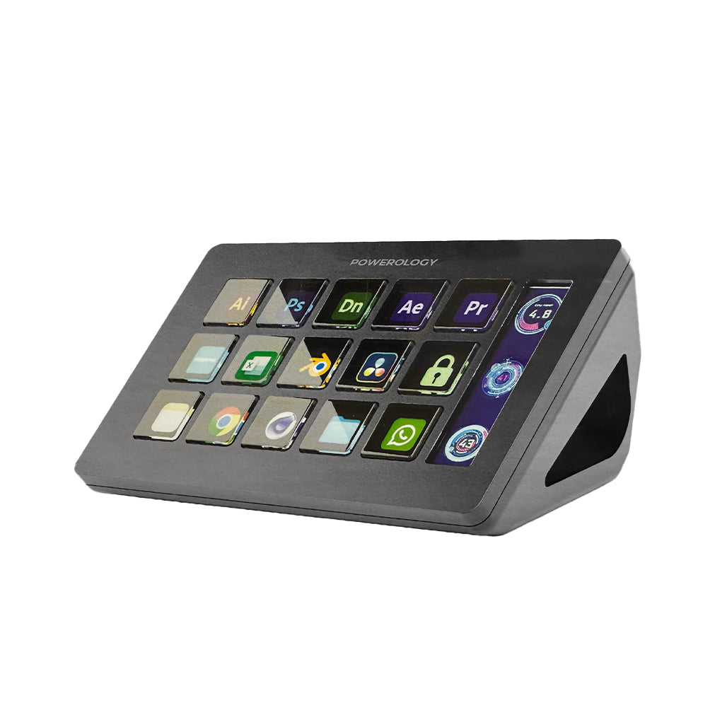 A Photo Of Powerology Stream Deck Interactive Buttons with Custom Software – 15 Programmable Keys, 800LUM Bright Display