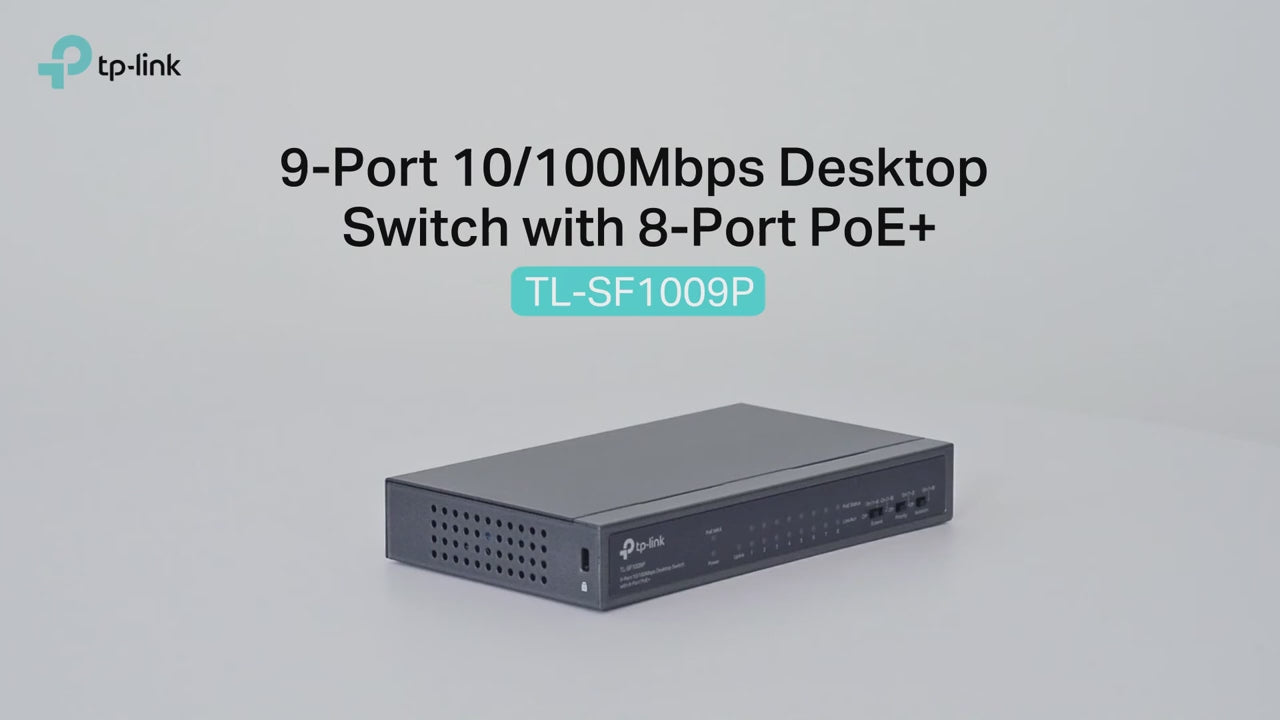 TP-Link TL-SF1009P - 9-Port 10/100Mbps Desktop Switch with 8-Port PoE+