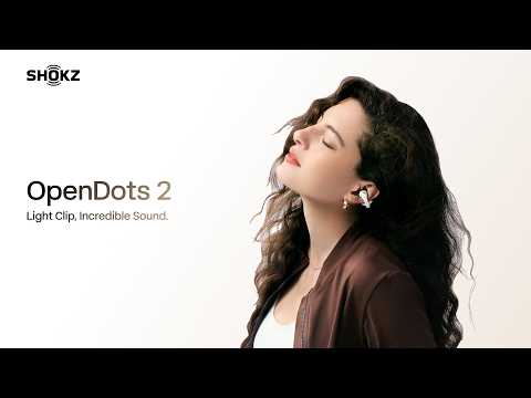 A Video Of Shokz OpenDots 2 - Open-Ear Clip-On Wireless Earbuds