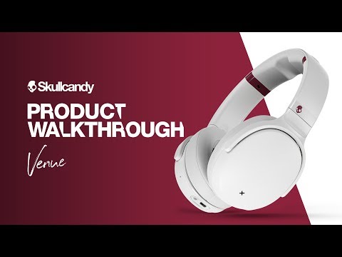 A Video Of Skullcandy Venue Wireless ANC Over-Ear Headphones | White/Crimson