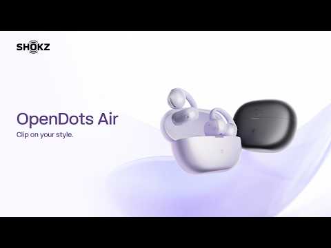 A Video Of Shokz OpenDots Air - Open-Ear Wireless Clip-On Earbuds