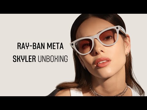 A Video Of Ray-Ban Meta Skyler Smart Glasses (Open Box) – Clear/Cerulean Blue Transitions
