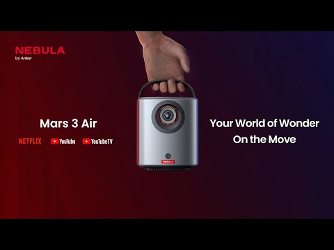 A Video Of Nebula Mars 3 Air | Portable Google TV Projector with Netflix and Dolby Audio