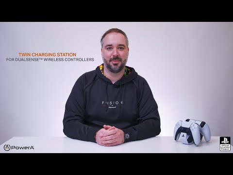 A Video Of PowerA Twin Charging Station for DualSense Wireless Controllers – Officially Licensed for PS5, AC Powered, LED Indicator