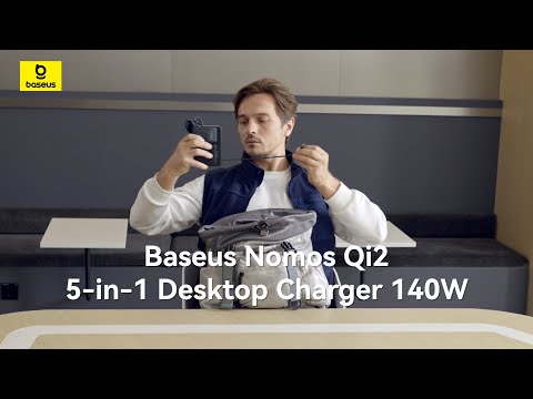 A Video Of Baseus Nomos 5-in-1 Desktop Charger Qi2 140W | Fast Wireless & USB-C Charging Station
