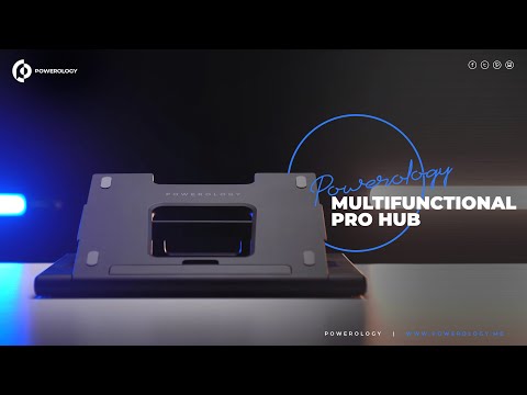 A Video Of Powerology Multi-Functional Pro Hub Laptop Stand with 100W PD, 4K HDMI, Wireless Charger & Adjustable Angles