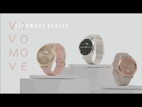 A Video Of Garmin vívomove 3 - Silver stainless steel bezel with powder grey case and silicone band