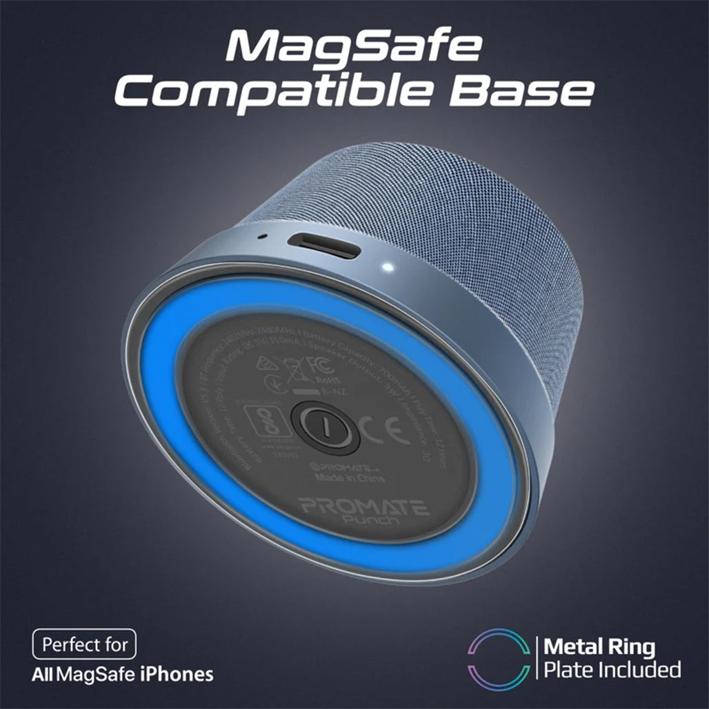 A Photo Of Promate Punch Mini - Bluetooth Speaker with MagSafe Compatibility