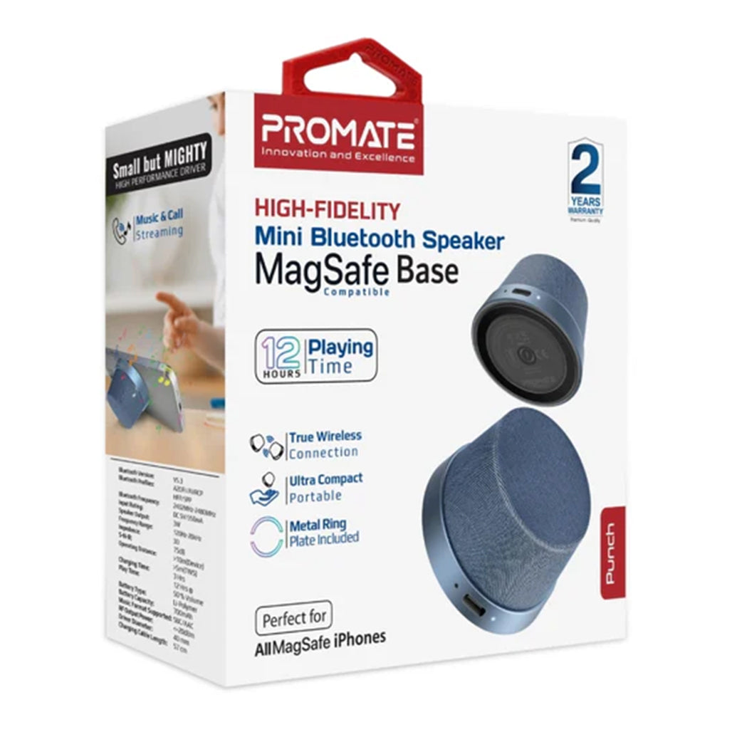 A Photo Of Promate Punch Mini - Bluetooth Speaker with MagSafe Compatibility