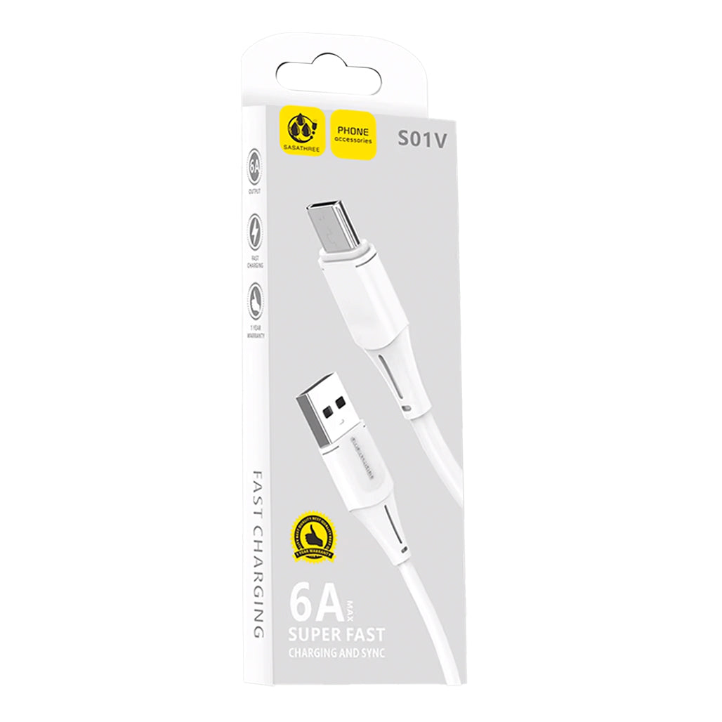 A Photo Of SASATHREE 6A S01V Micro USB Fast Charging Cable – Durable, High-Speed Data Sync Cord for Android Devices