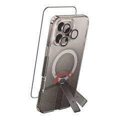 A Photo Of Torras Full Protection 3-in-1 Bundle Set for iPhone 16 Pro - Magnetic Stand Case, Tempered Glass Screen Protector, and Invisible Lens Guard