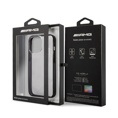 A Photo Of AMG PC Transparent Hard Case With Black Matte TPU Rim For iPhone 14 Pro